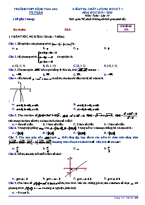 Đề kiểm tra chất lượng học kỳ I môn Toán Lớp 10 - Mã đề 102 - Năm học 2019-2020 - Trường THPT Đặng Thai Mai
